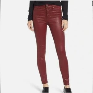 AG Farrah High Rise Ankle Skinny Coated Jeans Size 26R – Rich Crimson 29” Inseam